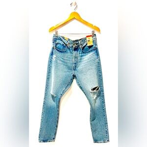 New Levi's 501 Skinny High Rise Distressed Blue Jeans Womens Size 30x28